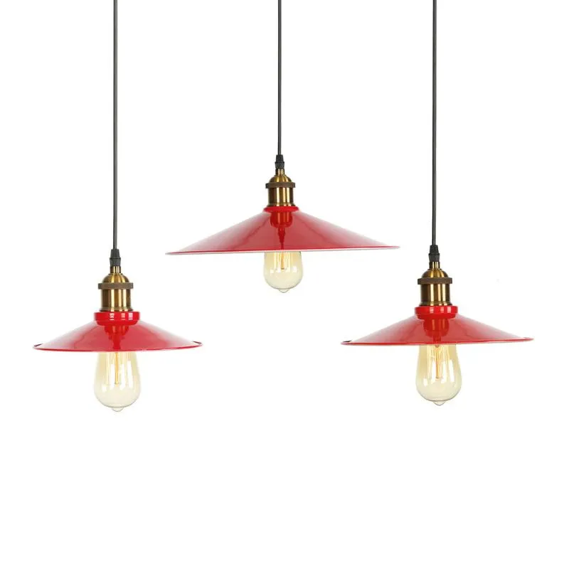 Pendellampor röda järn industriell lampor vintage loft dekor hanglampen fixtur för sovrum vardagsrum dekoration armatur upphängningspendan