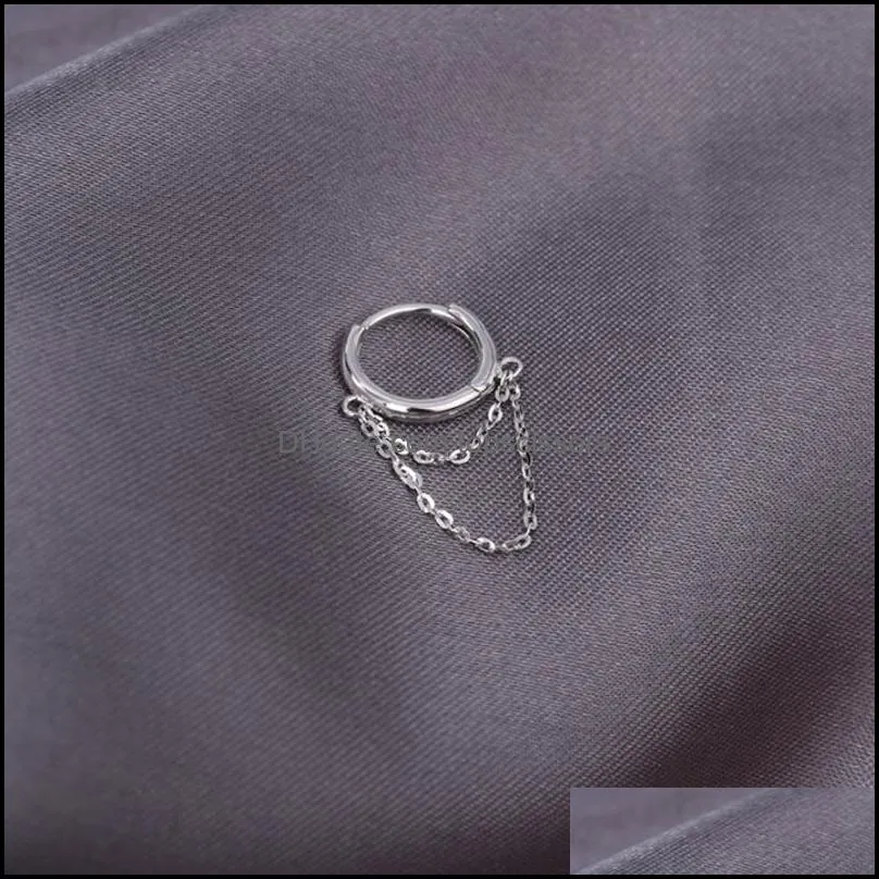 s925 silver tassel dangle cartilage earring hoops women chain body ear ring jewelry
