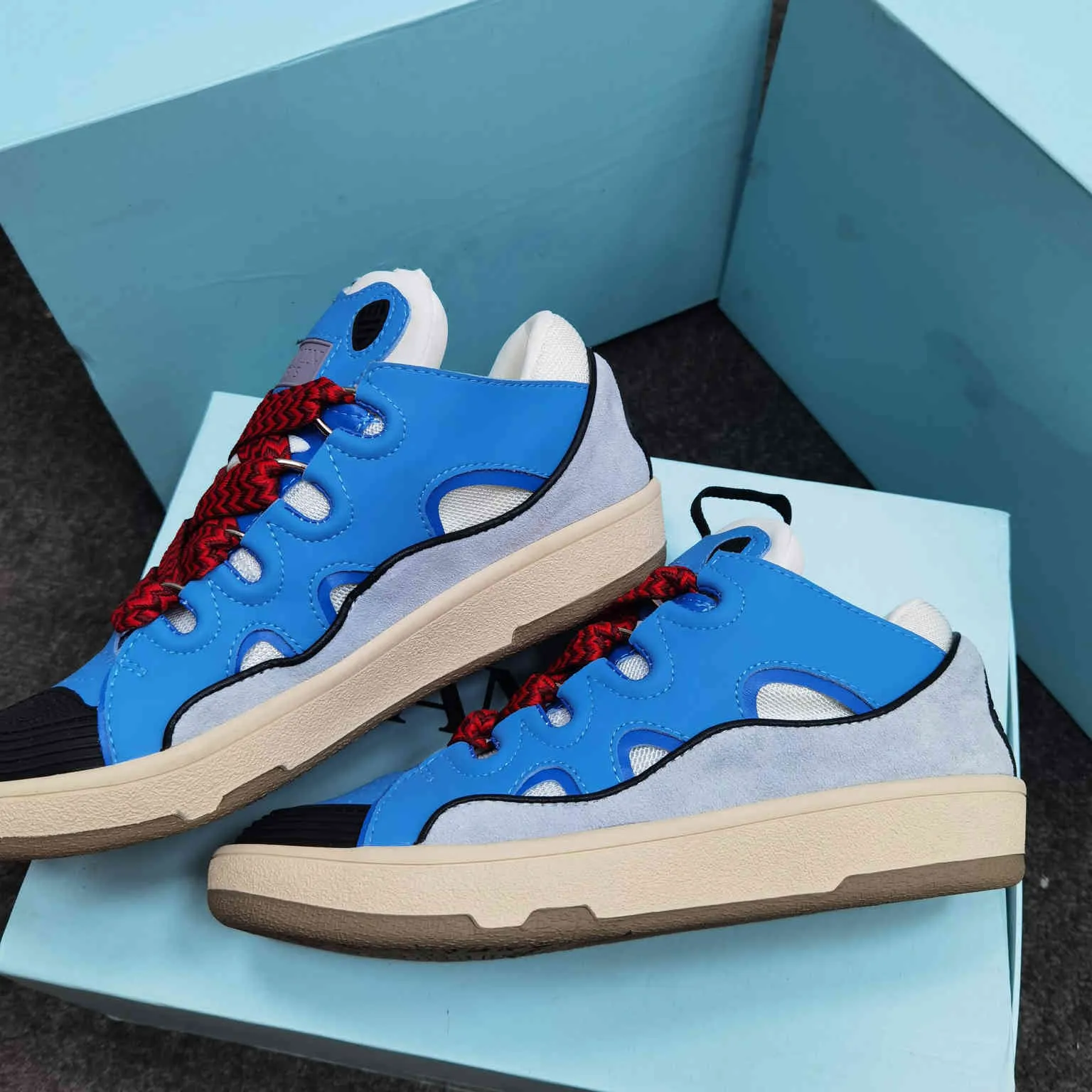 Scarpe Casual Da Donna Designer Curb Sneakers Pelle Maglia Intrecciata Scarpa Stringata Straordinaria Sneaker Curb Goffrata Vitello Nappa Piattaforma