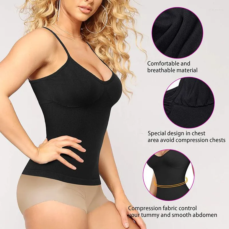 Shapewear Camisole Tank Top With Built In Bra And Tummy Control