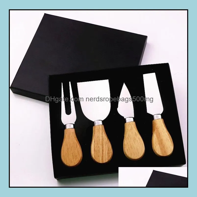 (30sets) Wooden Handle Cheese Tools Set Cheese-Knife Cutter Cooking Tool In Black Box RRE13624