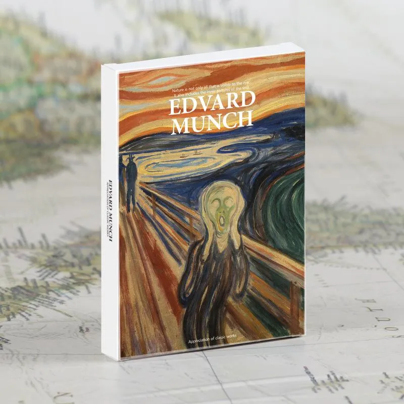 Present Wrap Sheets/Set Art Museum Series Works av Edward Munch Famous Artists English Postcards Envelers Artwork PostcardsGift