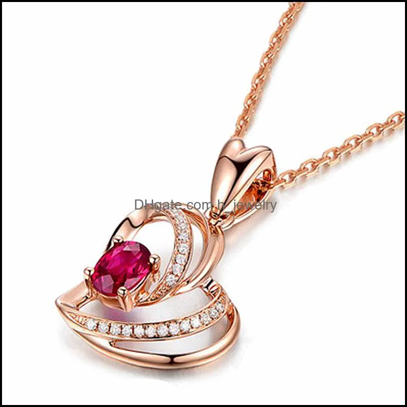 jinjiahuas elegant heart shaped ruby pendant hollow love full diamond three dimensional peach heart red diamond hanging collarbone hjewelry