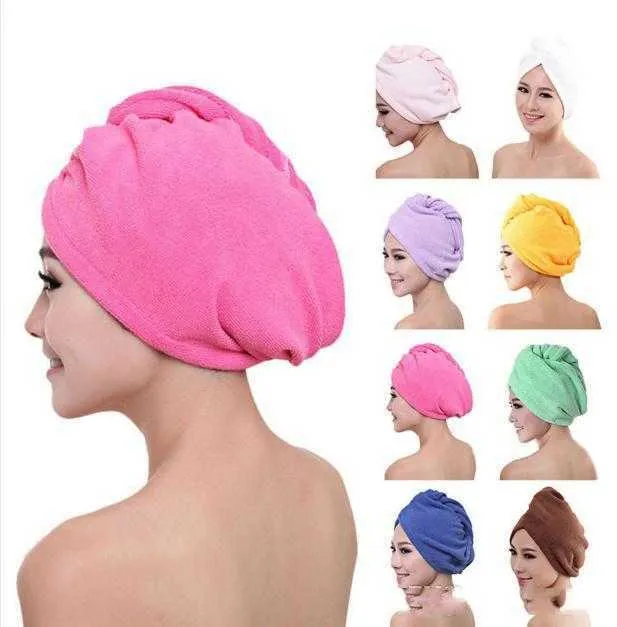 Hair Turban Towel Women Super Absorbent Shower Cap Quick-drying Microfiber Dry Bathroom Hairs Cotton 60*25cm