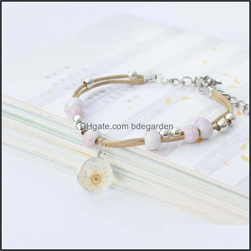 Charm Bracelets Schmuck Mode-Blumenarmband Handwort Geschenke für Freunde transparent Keramikmodische Frauen DHFWR