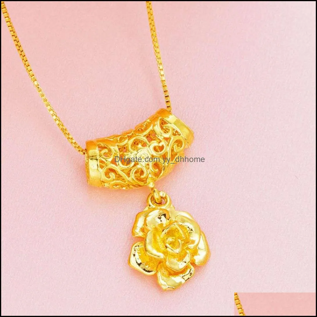 24K Gold Plated Pendants Necklaces for Women No Fading/No Allergies Flower Style Jewelry