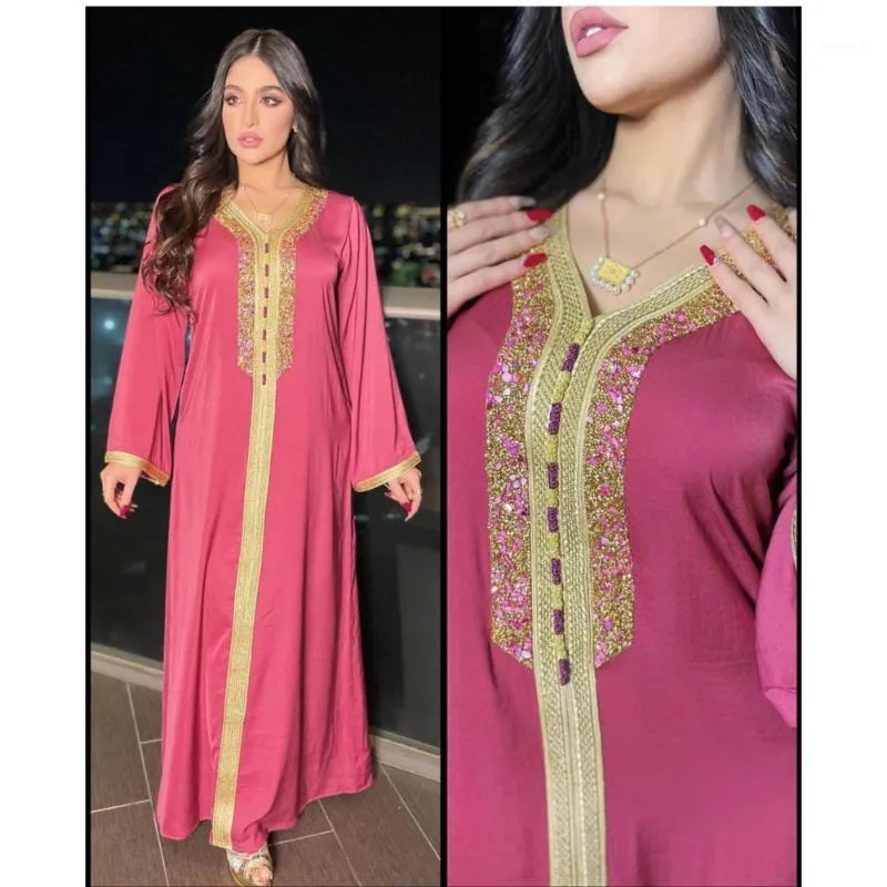 Vêtements ethniques musulman Abaya moyen-orient robe pour femmes diamant ruban dentelle dubaï Dashiki turc Eid printemps/été ample 2022