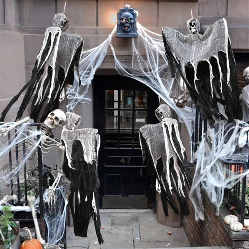 100cm Halloween wiszący czaszka duch Haunted House Dekoracja horroru rekwizyty imprezowe wisiorki domowe domek na zewnątrz 220813