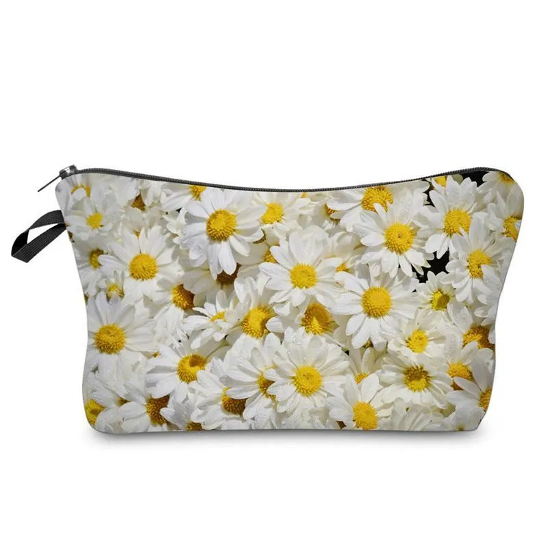 3D Printed Cosmetic Bags Sunflower Necessaries for Women Makeup Organizer Travel Cosmetic Case Girls Mini Handbag LX4704