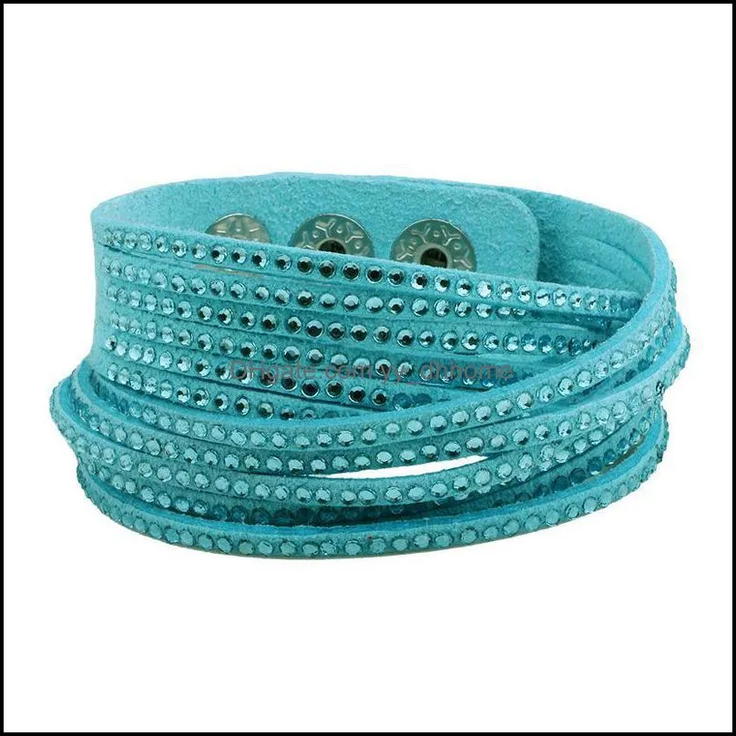 leather bracelets rhinestone wrap multilayer crystal bracelets bangl yydhhome