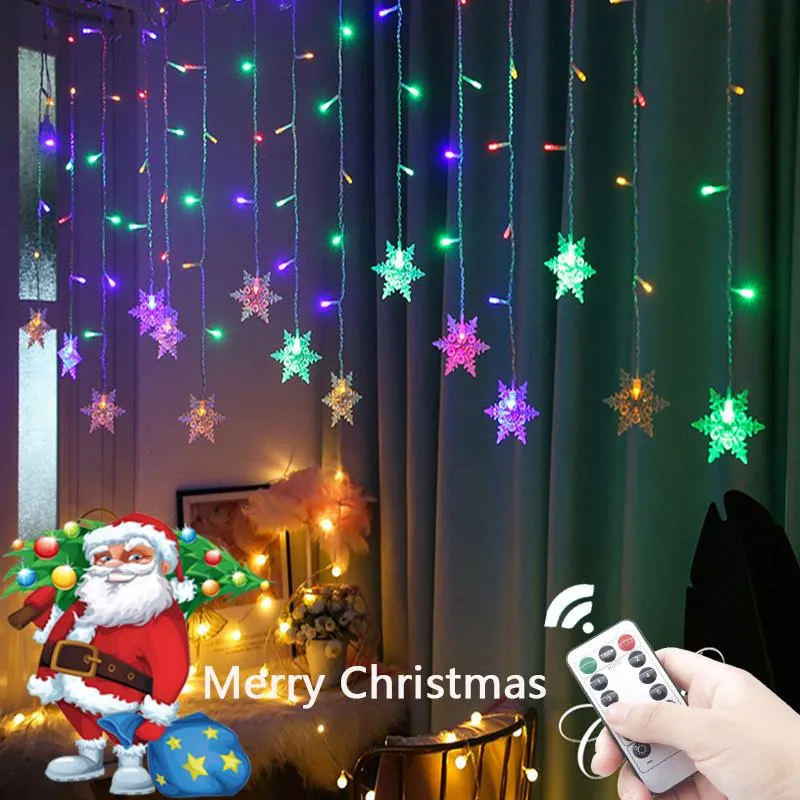 문자열 크리스마스 장식 Led Fairy String Lights 220V EU 웨딩 화환 커튼 램프 침실 휴일 연도를위한 야외