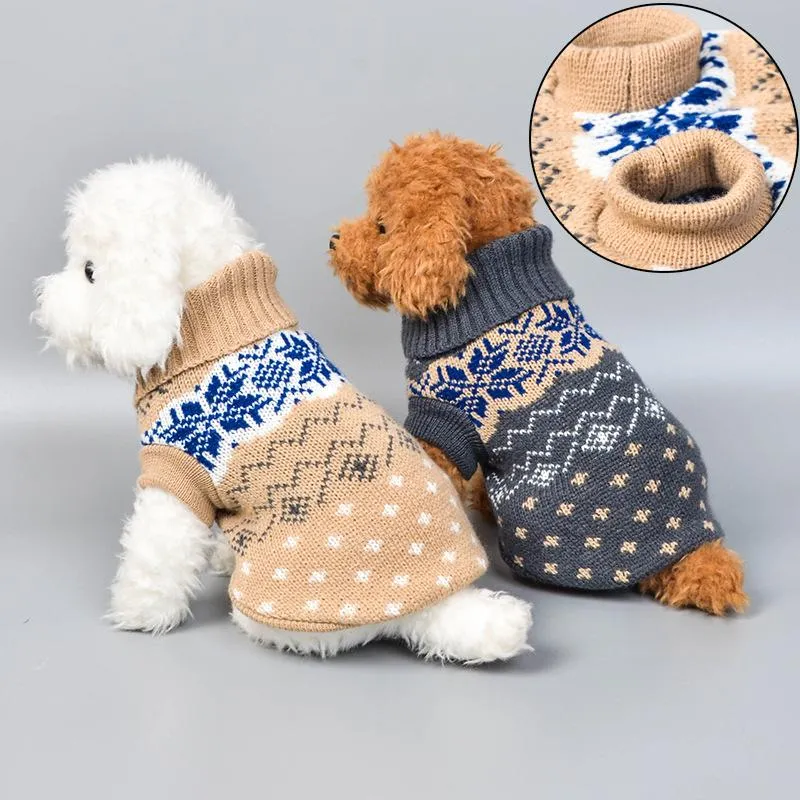Dog Apparel Pets Dogs Turtleneck Sweaters Autumn Winter Fashion Casual Warm Knitted Pullovers Size XS-LDog