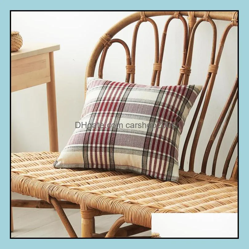 plaid hold pillow case fashion striped pillow case candy color cotton pillowcases fashion sitting room sofa decoration wy269-5q