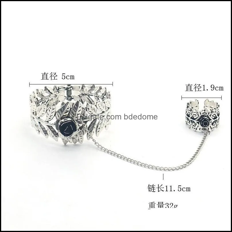 bangle fashion style women rose lace flower drop bracelet slave set lolita gothic ball wristband ornament gift 2021 autumn #20
