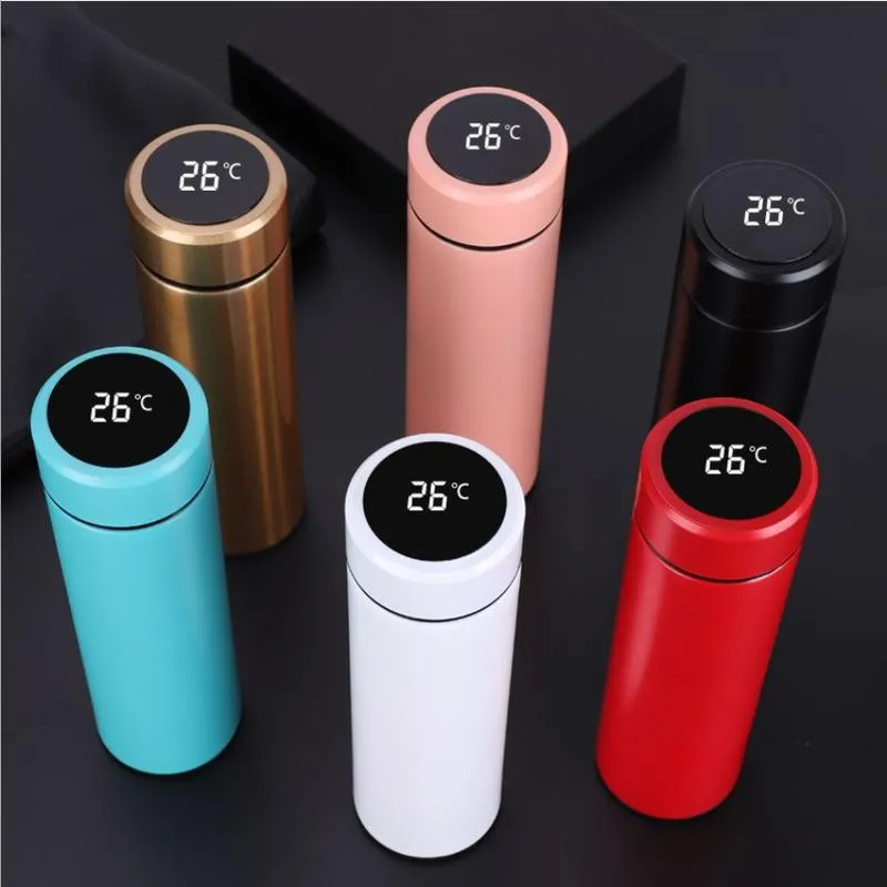 500 ml Smart Thermos Water Bottle LED Digital Temperatur Display Rostfritt stål Kaffer Termiska muggar KRAFLO Intelligent Isolation Cups