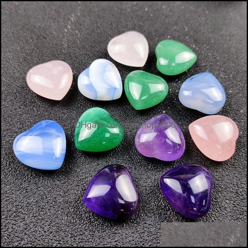 2cm natural crystal stone heart shape yoga energy gemstones for pendant necklaces home garden office decor jewelry