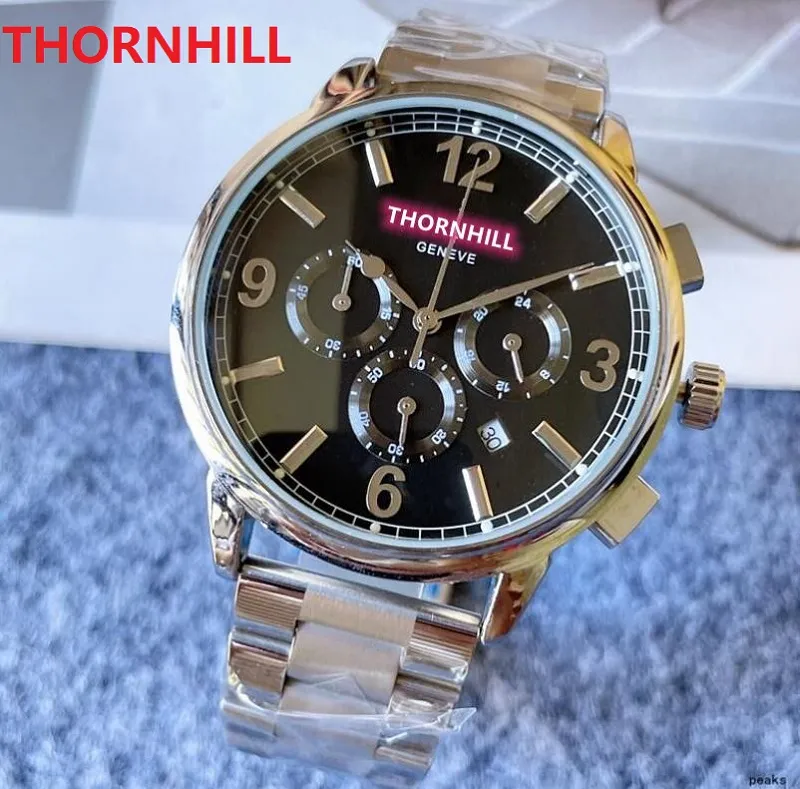 On sale luxury big quartz mens watches 45mm fashion six stiches designer day date men watch gifts small dial working famous big stopwatch