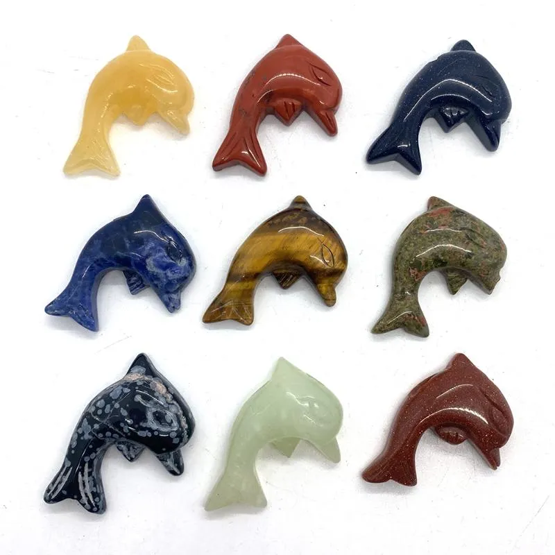 Charms naturlig sten Dolphin Pendant Tiger's Eye Lapis Lazuli lösa pärlor agatsmycken för DIY -halsband som gör tillbehör damer mench