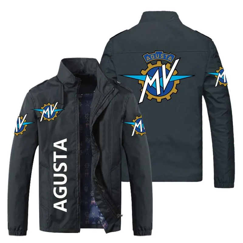 Men's Jackets Men Jacket MV AGUSTA Logo Print Zipper Cardigan Fashion Slim Casual Baseball Uniform Biker Coat Tops M-5XLMen's