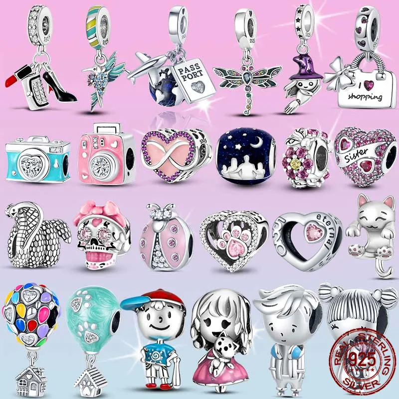 925 Silver Fit Pandora Charm 925 Bracelet Airplane Passport Earth Charms charms set Pendant DIY Fine Beads Jewelry