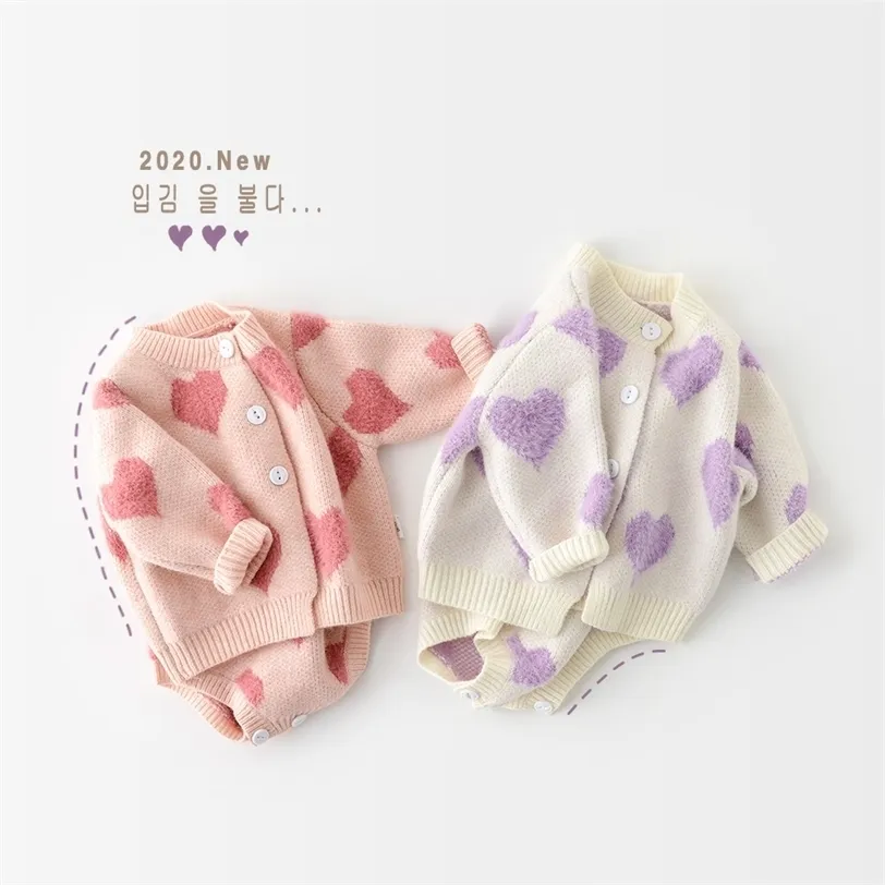 Milancel Baby Girl Одежда вязание одежды набор сердца боди свитера 2 шт. Костюм мягкий 220326