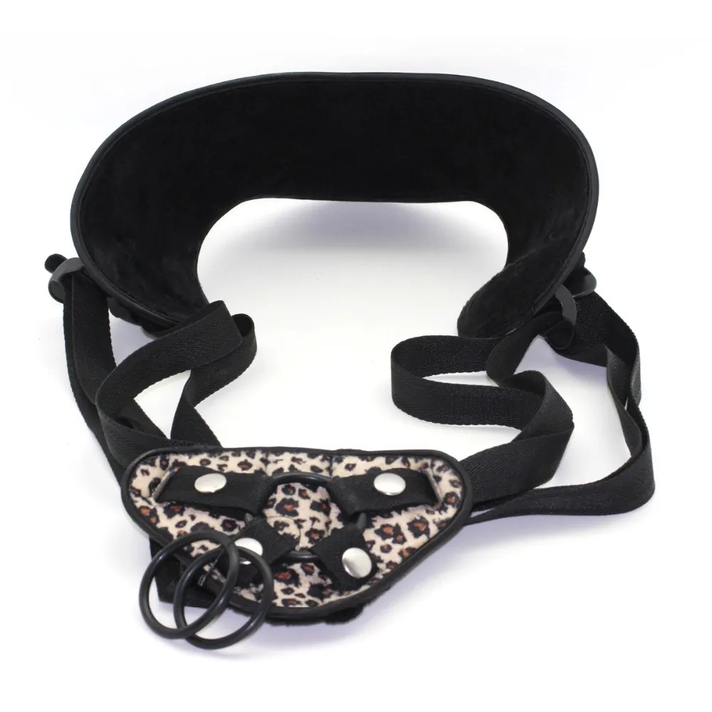 leopard velvet strap on harness with waist enhancer,plus Size mini vibrator - for women,adjustable dildo
