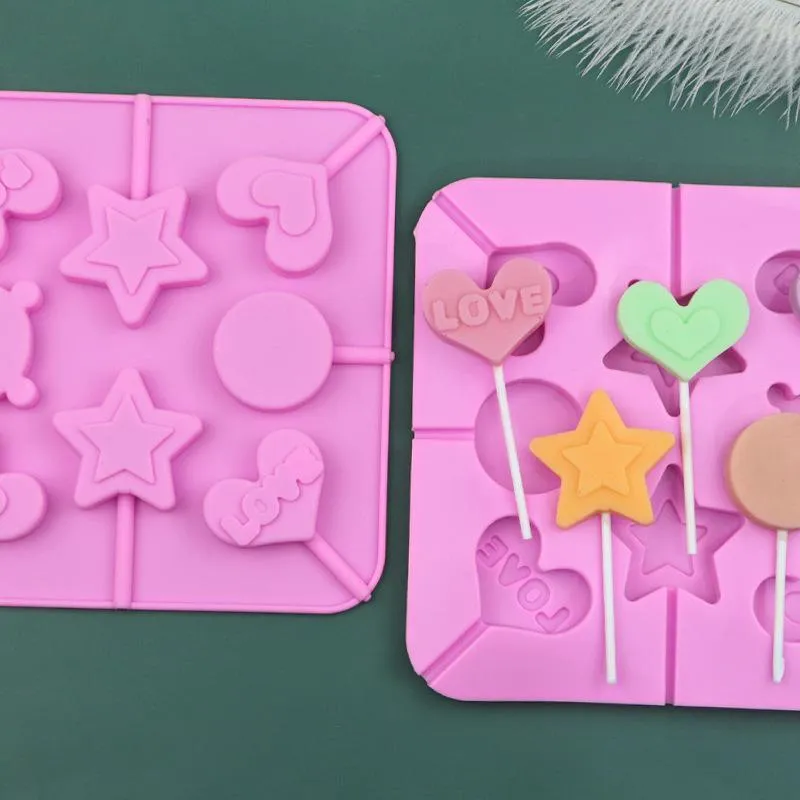 Baking Moulds Love Five Pointed Star Silicone Lollipop Molds Silicone Cake Mold Without Stick