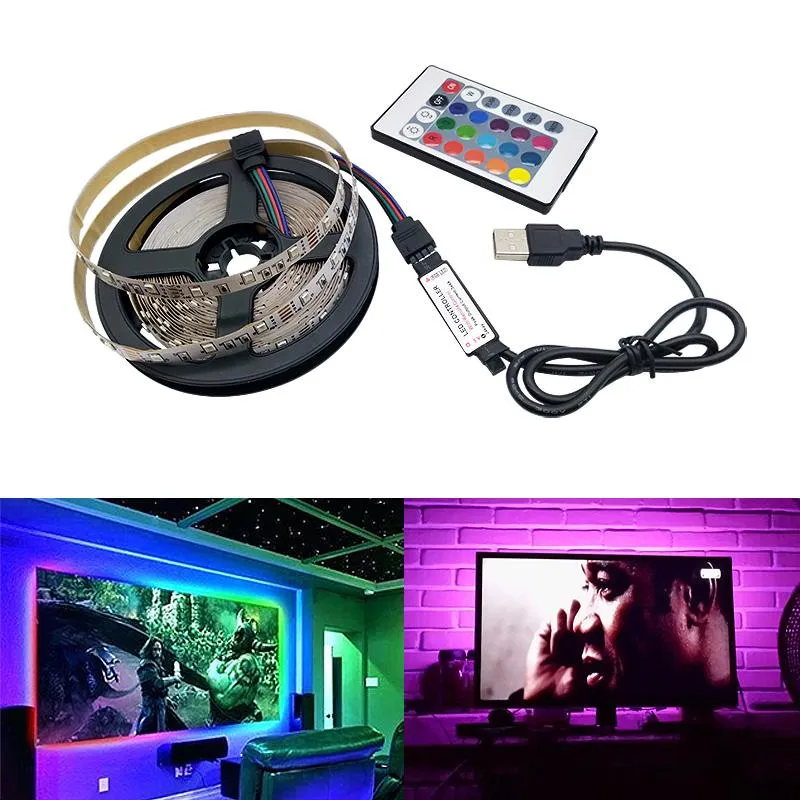 شرائط شريط الضوء USB 2835 SMD DC5V LED LED مرنة شريط شريط RGB 1M 2M 3M 4M 5M شاشة سطح المكتب الشاشة الخلفية الإضاءة الخلفية