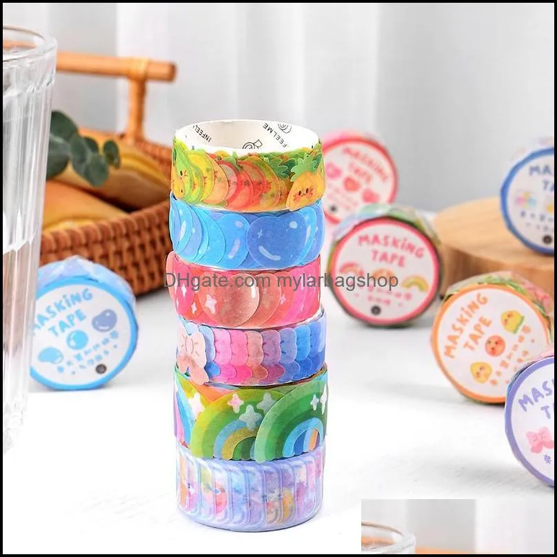 gift wrap 100 pcs/roll rainbow fruits bow washi tape decorative scrapbook journal masking stickers kawaii stationery school supplies