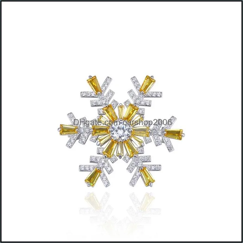 100% Pure 925 Sterling Silver Snowflake Brooch for Women Korea Pins Coat Artdeco Brooches Jewelry Christmas Gift YMBR004