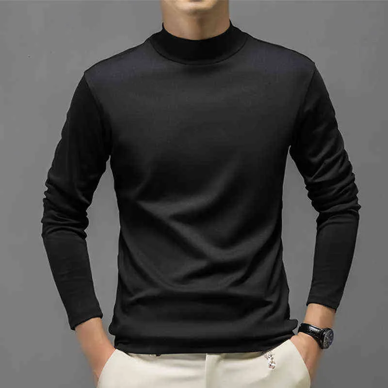 Brand Soft Turtleneck Tshirt Men Long Sleeve Solid Color Base T Shirt Fitness Men's Autumn And Winter Slim Fit Poleras Hombre L220704