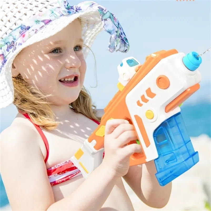 Cute Electric Water Gun Children Summer Beach Toys Water Games Blaster High Pressure Water Pistol Kids Colorful Boys Toy 220726