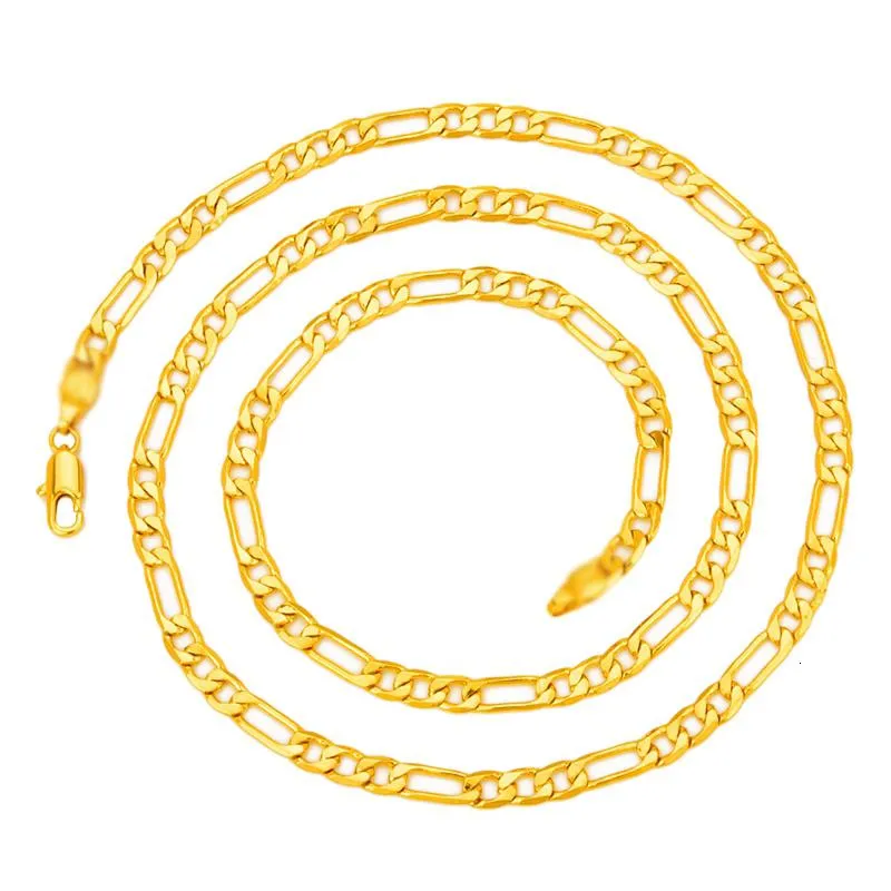 Kedjor unisex guldhalsband 4mm 20-30 tum färg figaro kubanska länkkedjor halsband för kvinnliga/manliga trendiga födelsedagsmycken gåva.