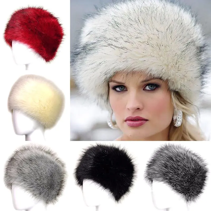 Boinas sombrero de piel falsa gorro de mujer moda invierno cálido esponjoso Faux mujer al aire libre nieve ruso cubo CapBoinas boinas