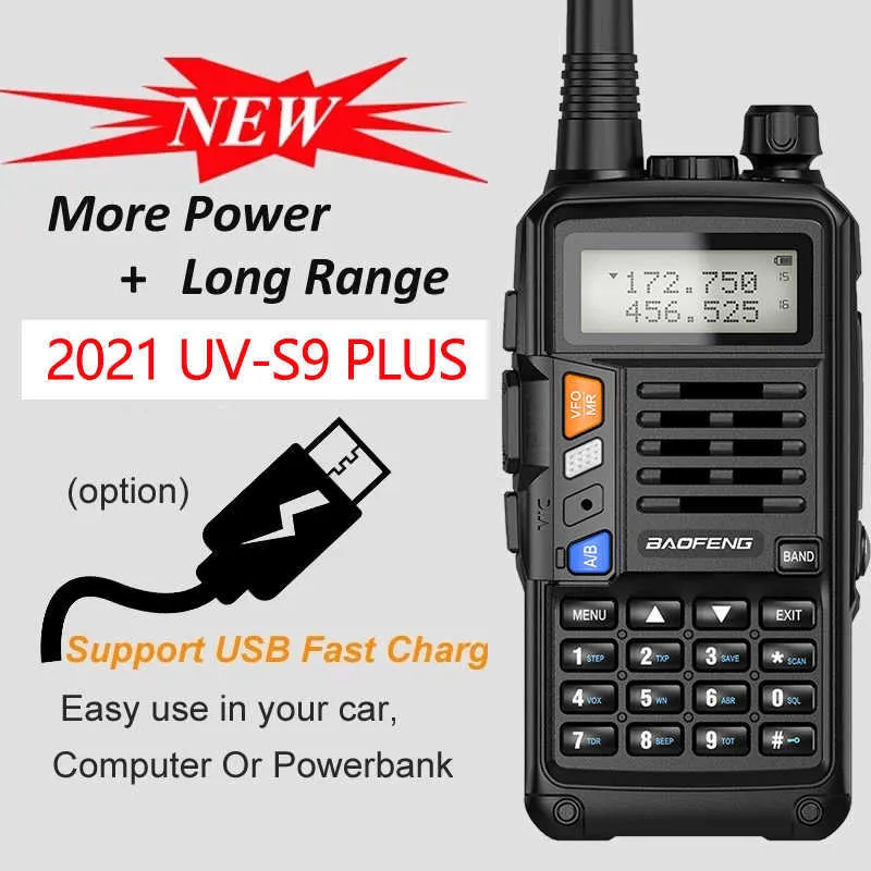 Baofeng UV-S9 plus 10W Hög kraftfull 50 km VHF/UHF Långt räckvidd Tvåvägs Radio Walkie Talkie CB Ham Portable Radio UV-5R för jakt