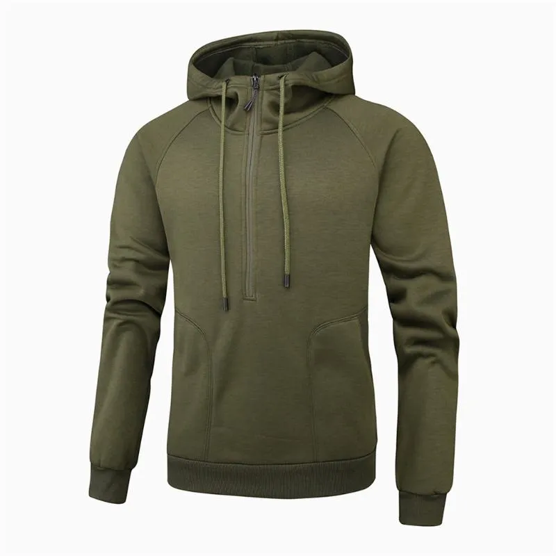 Men's Hoodies & Sweatshirts Sweatshirt Zipper Solid Casual Color Fashion Sweater Men's Trend Hooded Blouse Warm SlipperMen's