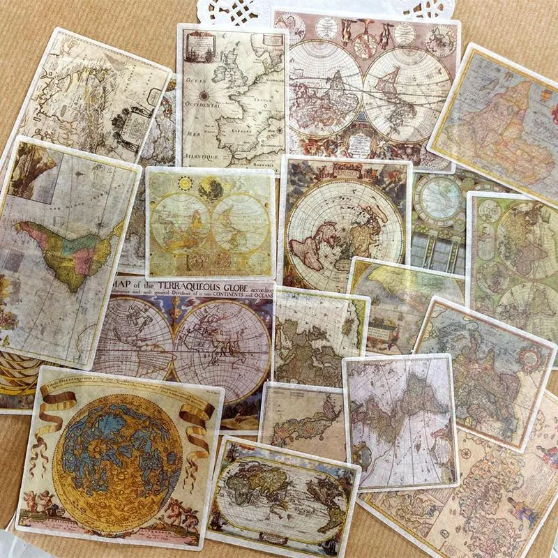 Gift Wrap 35pcs/Set Vintage Nautical Map Series Stickers Diy Scrapbooking Base Collage Junk Journal Happy Planner Decoration StickersGift