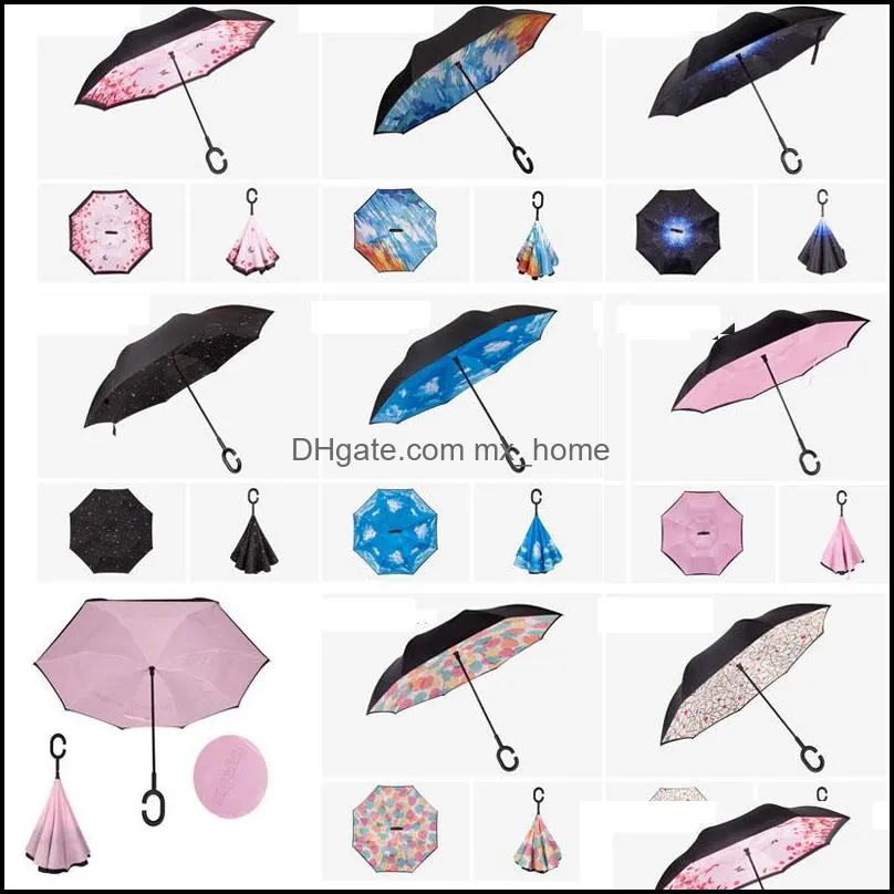 c handle inverted umbrellas non automatic protection sunny paraguas rain reverse umbrella wll554-5