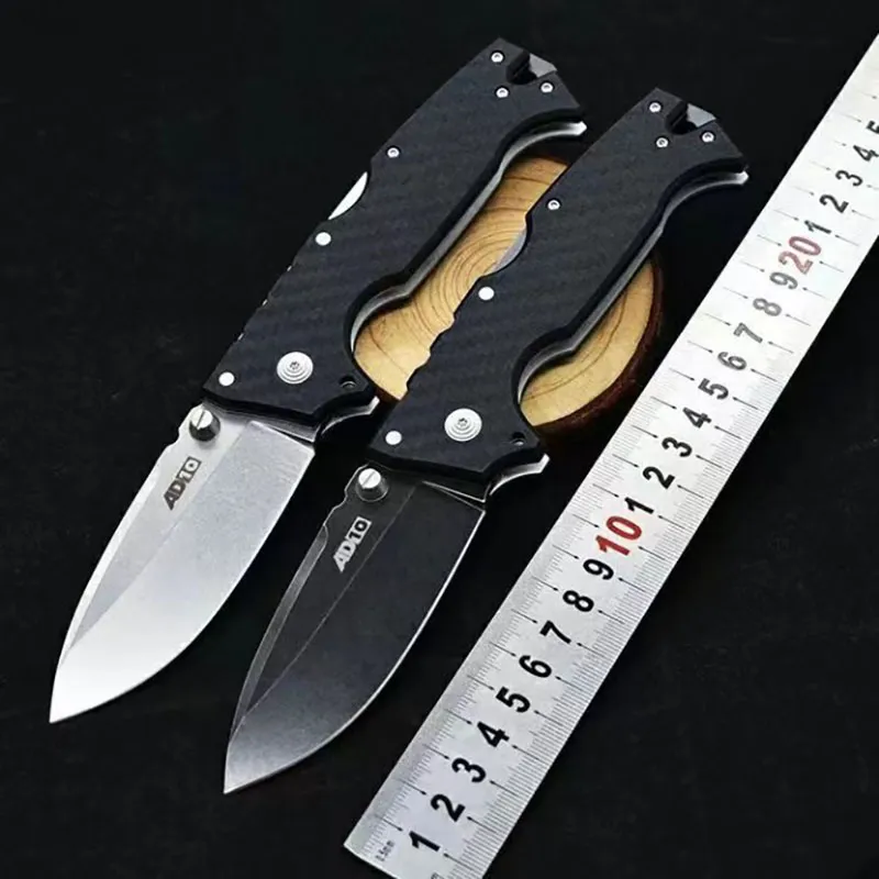 CS AD-10 Tactical Folding Knife S35VN Blade Nylon Glass Handle Imitation Carbon Fiber Handle Outdoor Camping Hiking Extremely Safe Knives Kitchen Tool