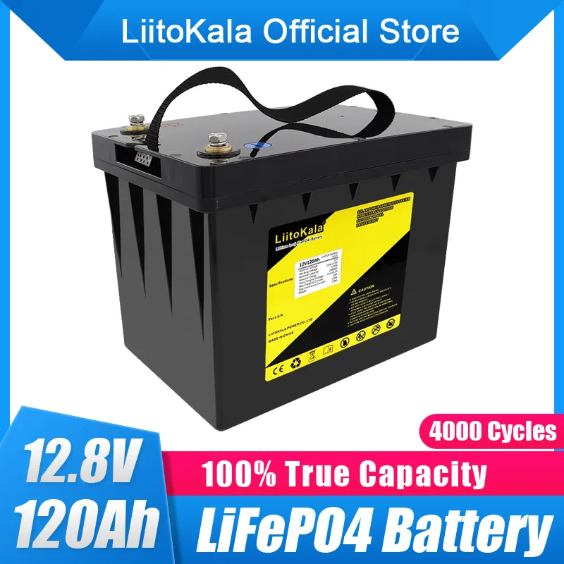 LiitoKala 12V 90Ah 100Ah 120Ah LiFePO4 Batteria 12.8V Batteria di Alimentazione 3000 Cicli per Camper Camper Golf Cart Off-Road Off-Grid Solar Wind