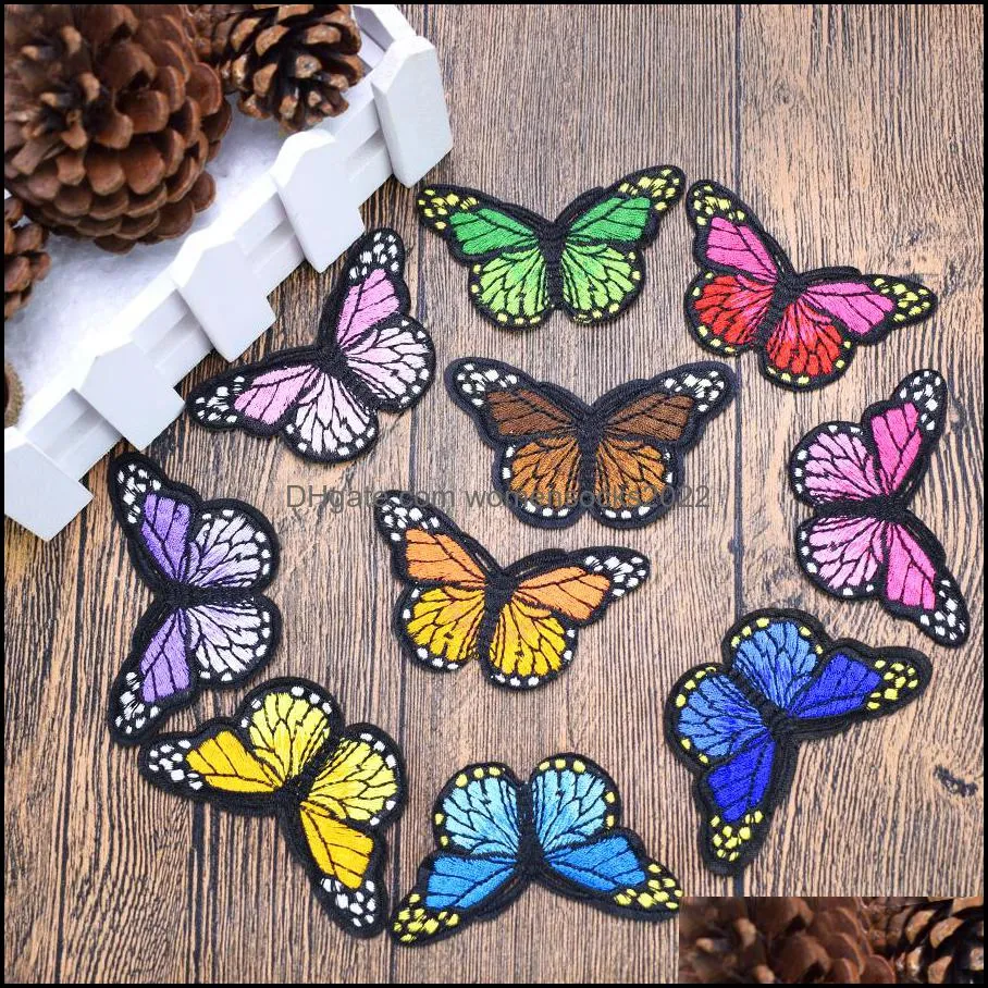 10 PCS Embroidery Big Size Butterfly Ironed on and Sewed Patches Patchwork Accessories Embroidered Applique for Clothing Shoes Bags