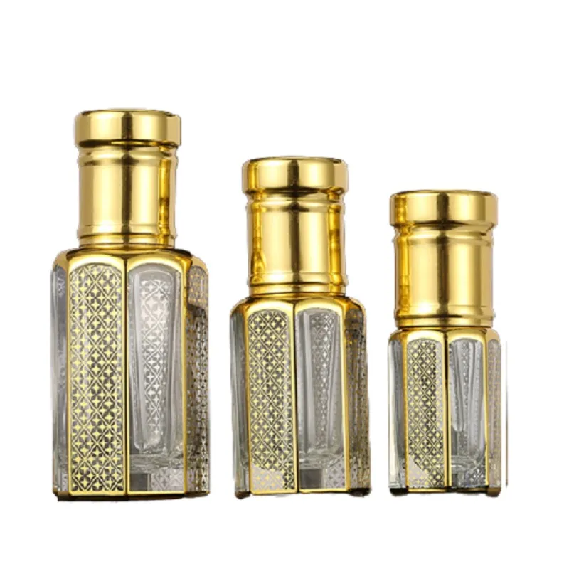 Rouleau de crème pour les yeux en or vide sur bouteille avec perle de verre 3 ml 6 ml 12 ml flacons de pipette d'huile essentielle de parfum en verre de luxe emballage cosmétique récipient rechargeable