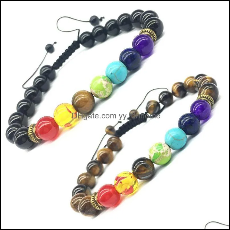 7 chakra bracelet men black lava healing balance beads various colors bracelets for women reiki buddha prayer natural stone y yydhhome