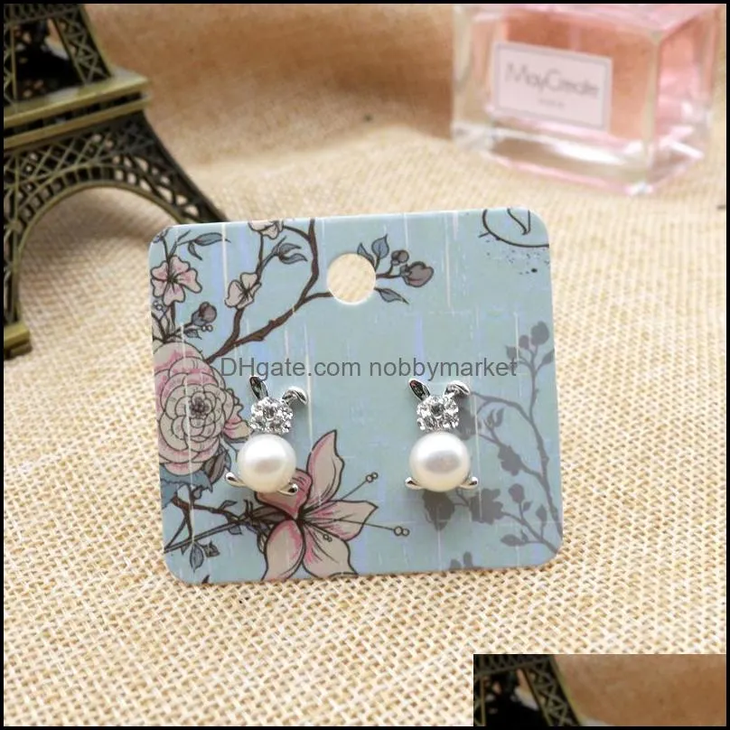 100pcs/lot 5*4.5cm Paper Ear Studs Card Hang Tag Jewelry Display Earring Marking Garment Prices Label Tags Can Custom Logo