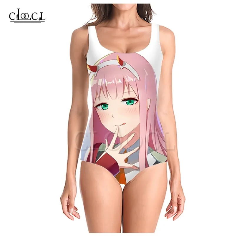 Anime Darling In The Franxx Zero Two 3D Imprimer Filles Onepiece Maillot de bain sans manches Slim Sexy Femmes Maillots de bain Été 220617