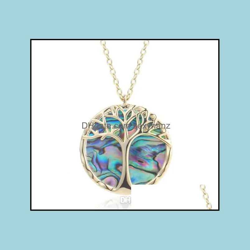 14K Gold Jewelry Necklace Tree of Life Pendant Necklace Shell Gold Necklaces Abalone Rose Gold Necklace Chains necklaces