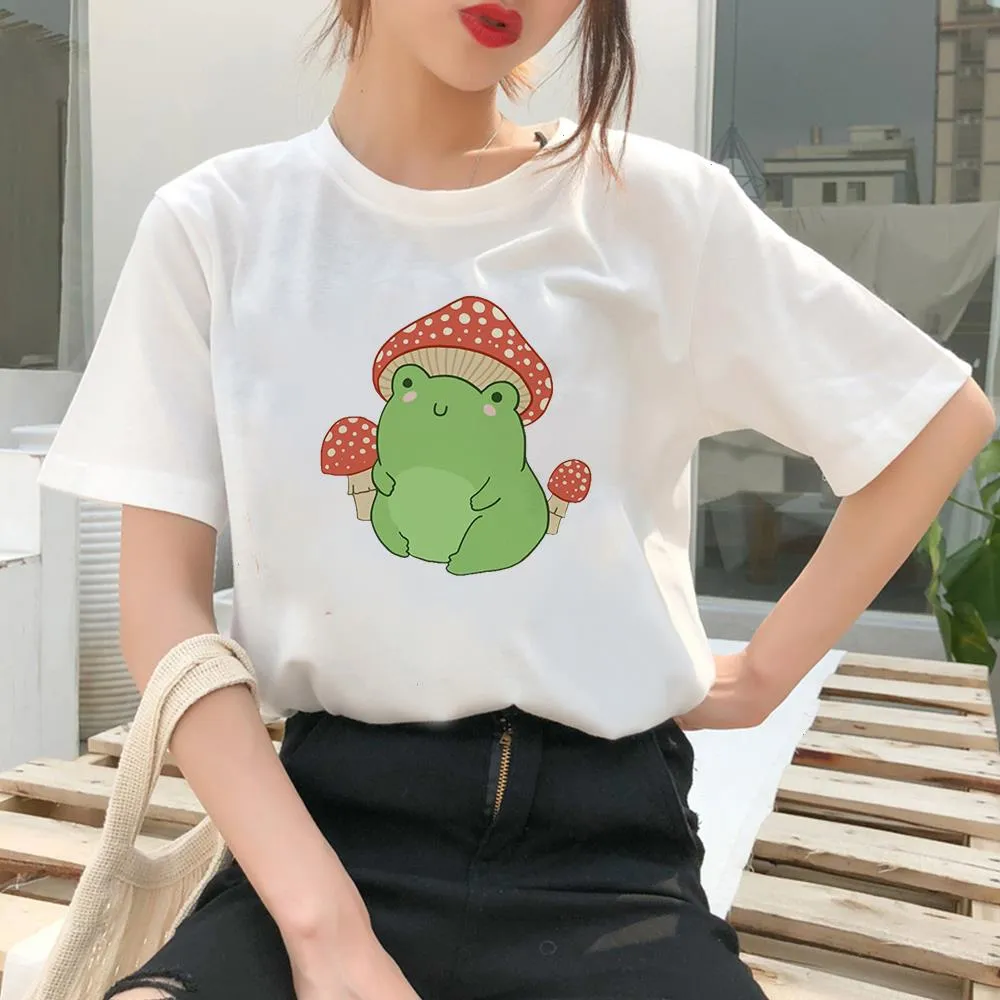 Grenouille champignon chemise Y2k t-shirts mode femmes vêtements à manches courtes jeune Style femme été Harajuku mignon T-shirt avec des champignons