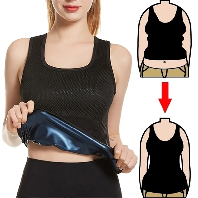 Camisa de captura de calor de las mujeres Vest Sweat Vest Toe de manga corta Top Sauna Traje de ejercicio Camiseta de ejercicio Camina de compresión de la cintura 220811