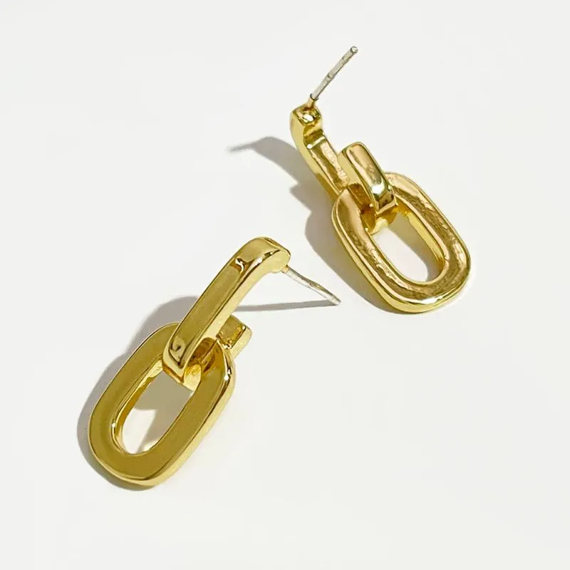 Ohrstecker Peri'sBox Ohrringe aus massivem Gold, doppelte Glieder, geometrische Ohrstecker für Frauen, 2022, dicke Kette, minimalistisch, DesignerStud
