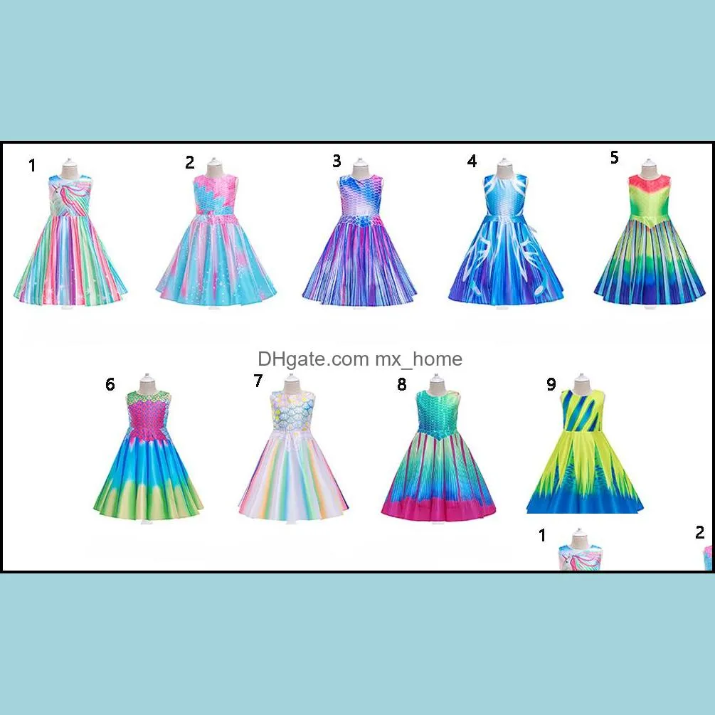 kids clothes girls mermaid dress children sleeveless fish scale print princess dresses summer boutique fashion baby clothing z5360